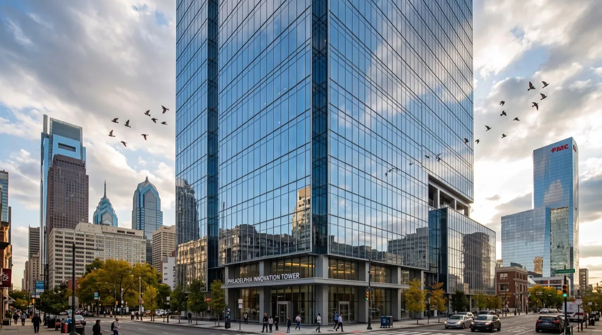 Philadelphia Center City office tower with Bird Divert UV-reflective film on floor-to-ceiling curtain wall glass