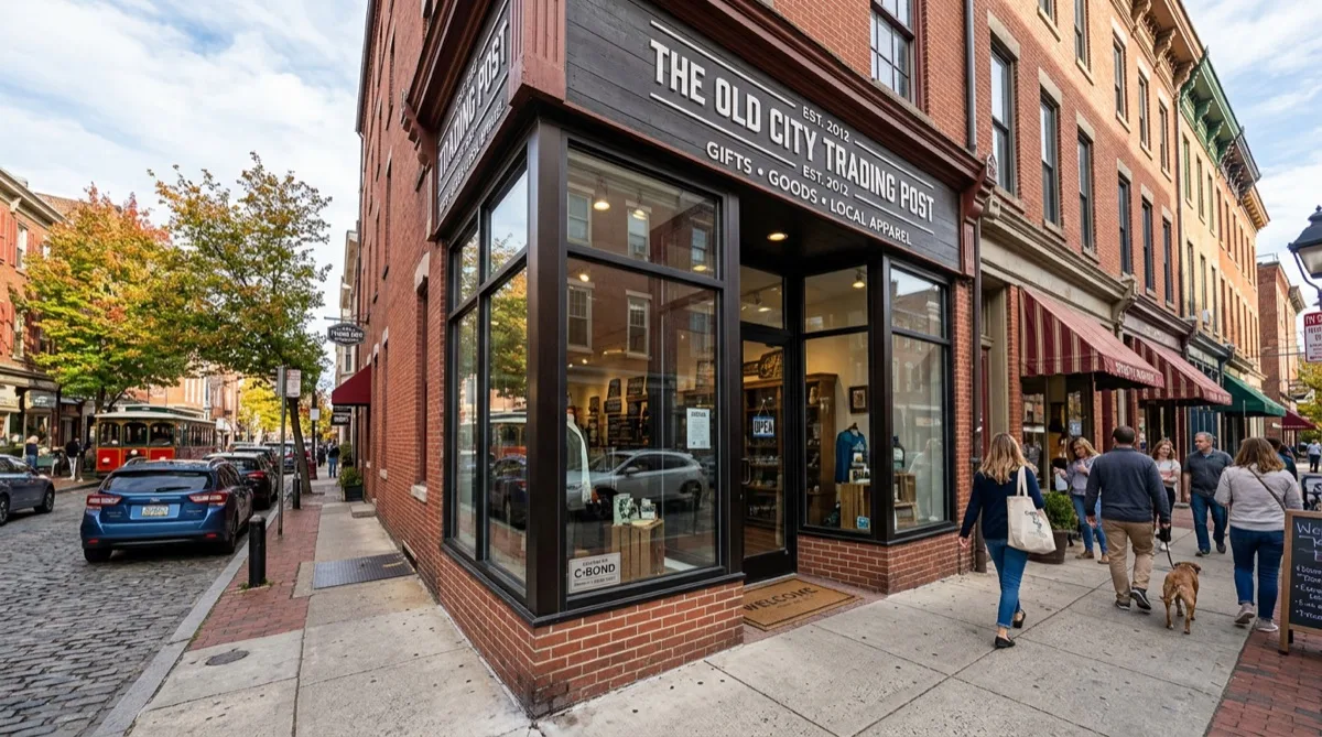 C-Bond BRS Old City Philadelphia retail case study Old City Philadelphia retail block storefront glass treated with C-Bond BRS