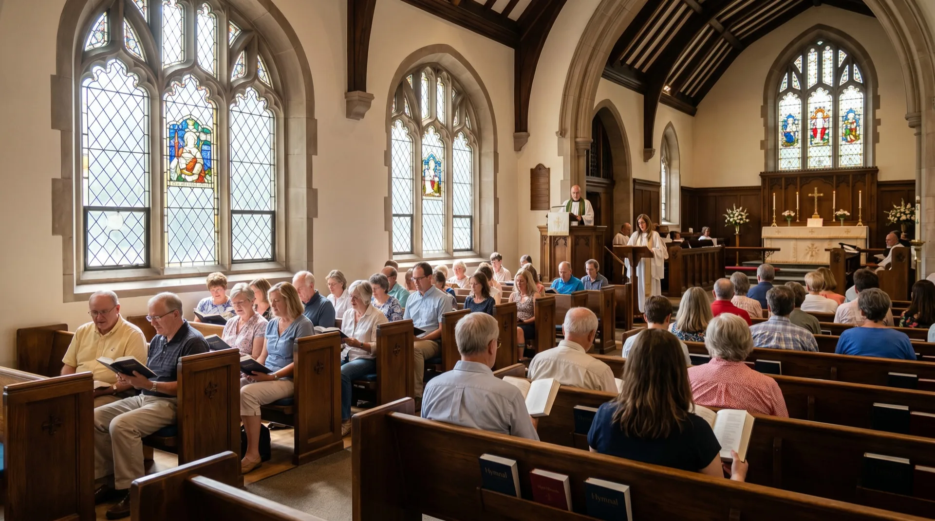 Glare reduction film improving congregation comfort in a church service