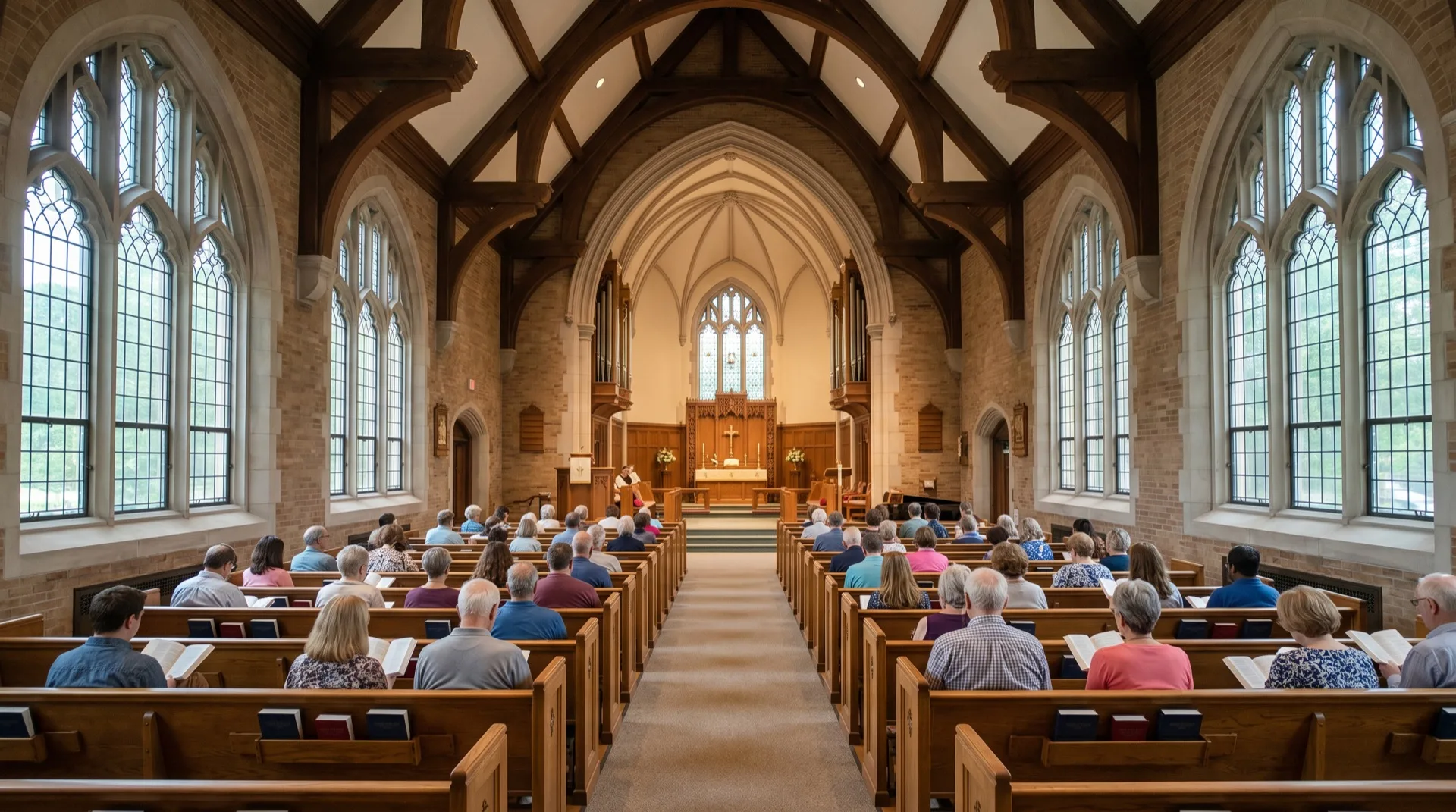 Solar control film in a high-ceiling Philadelphia sanctuary for energy savings