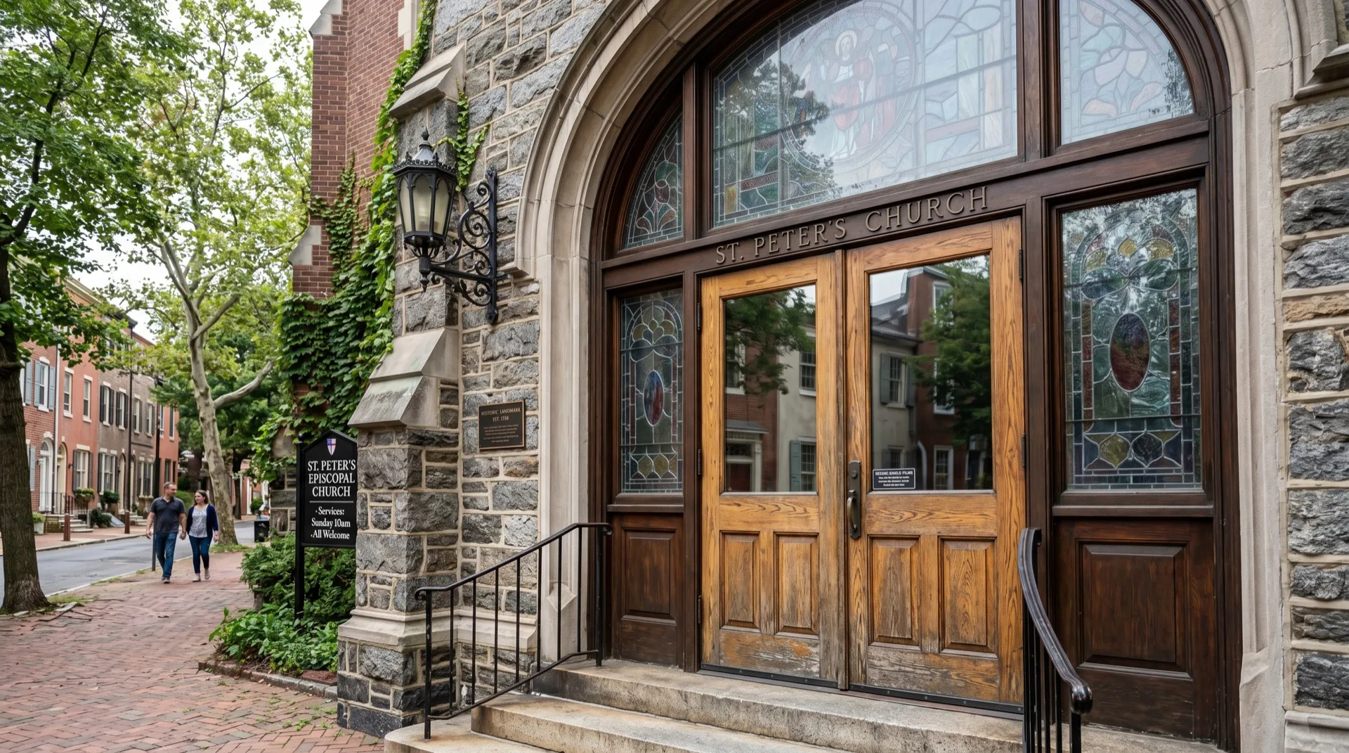 Security and anti-intrusion film on church entry glass doors