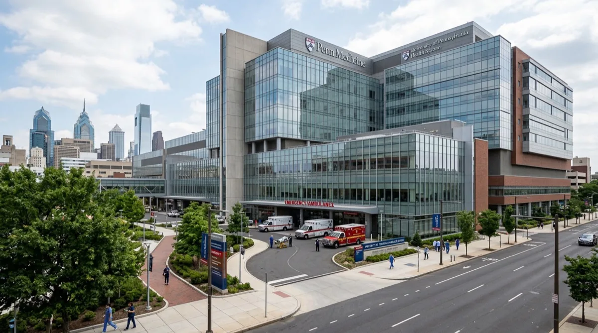 Philadelphia hospital medical center with treated glass facade and lobby glazing Philadelphia hospital medical center with treated glass facade and lobby glazing