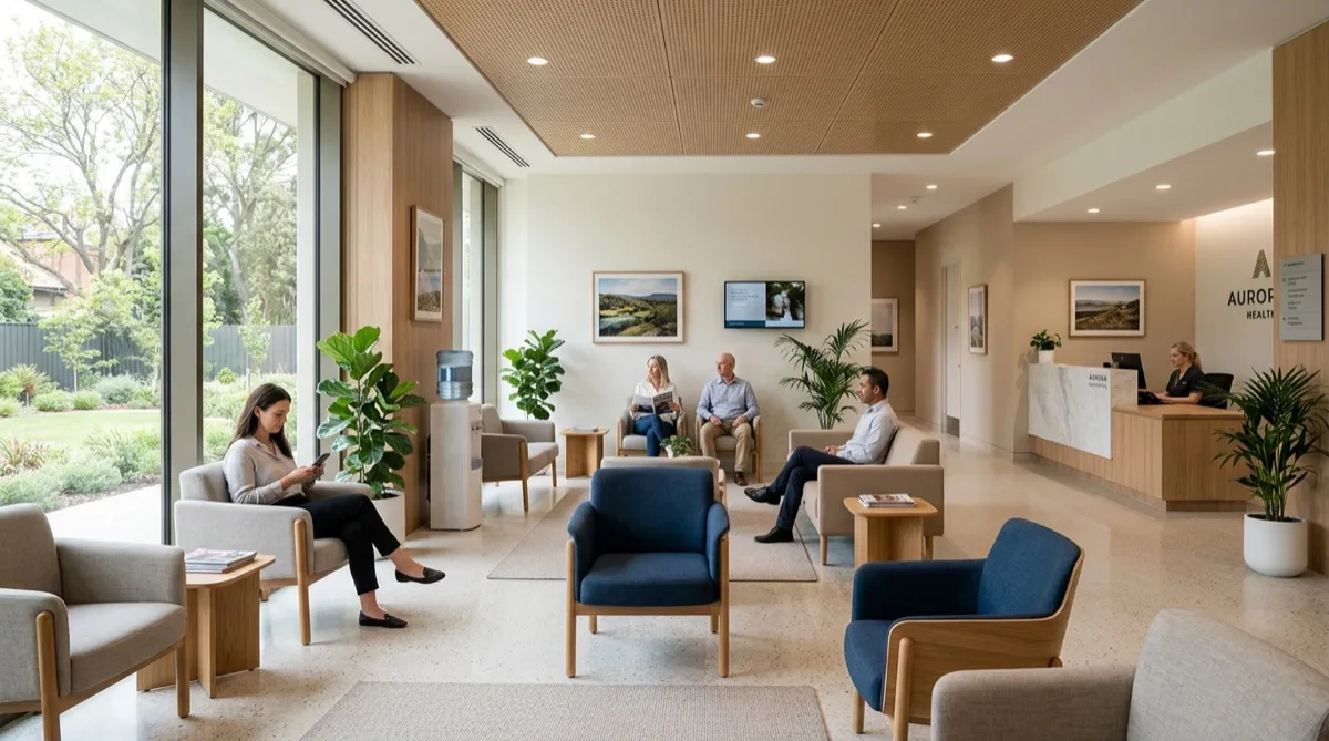 Philadelphia outpatient clinic waiting room with treated healthcare window film Philadelphia outpatient clinic waiting room with treated healthcare window film